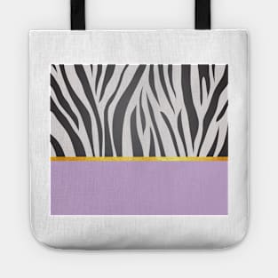 Black and white zebra print on purple, golden lining Tote