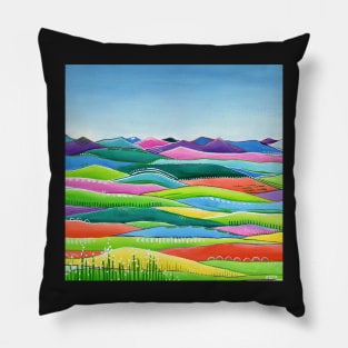 Pastel Hills - Abstract, colorful landscape Pillow