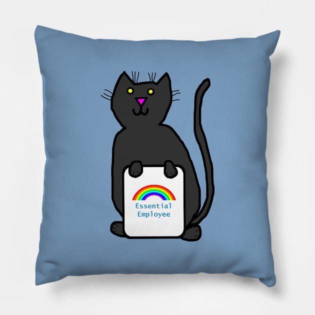 Cute Cat Essential Employee Rainbow Pillow by ellenhenryart