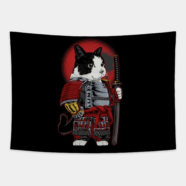 SAMURAI CAT Tapestry by Wagum Std