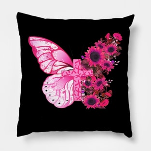 Butterfly Pink Ribbon Breast Cancer Shirt Pillow