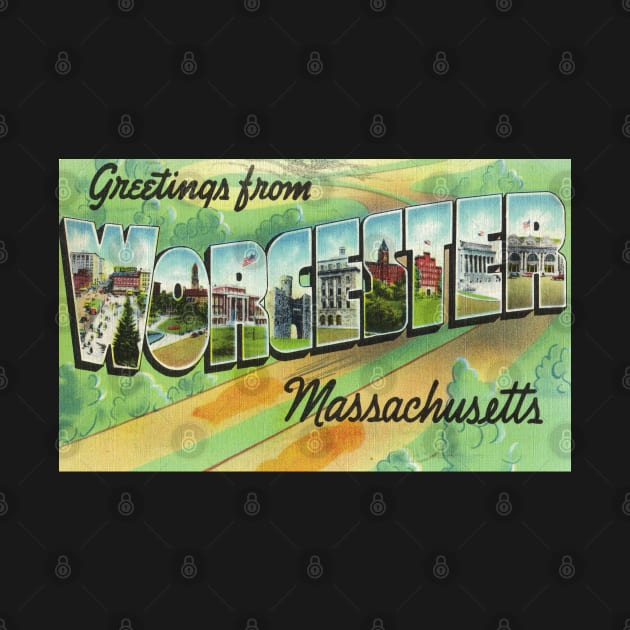 Vintage Greetings from Worcester Massachusetts Postcard by EphemeraKiosk