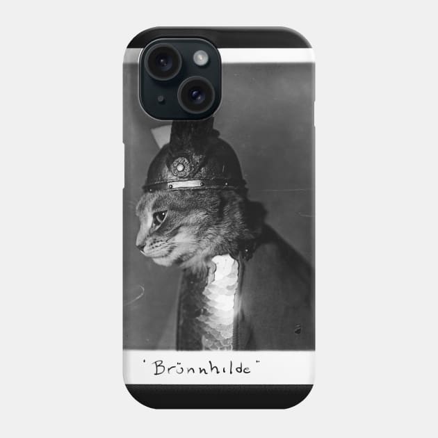 Brunnhilde the Viking Cat in Helmet and Shield Phone Case by YourGoods