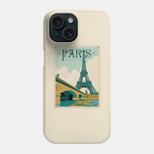 Paris France Eiffel Tower on Seine River Art Print Phone Case