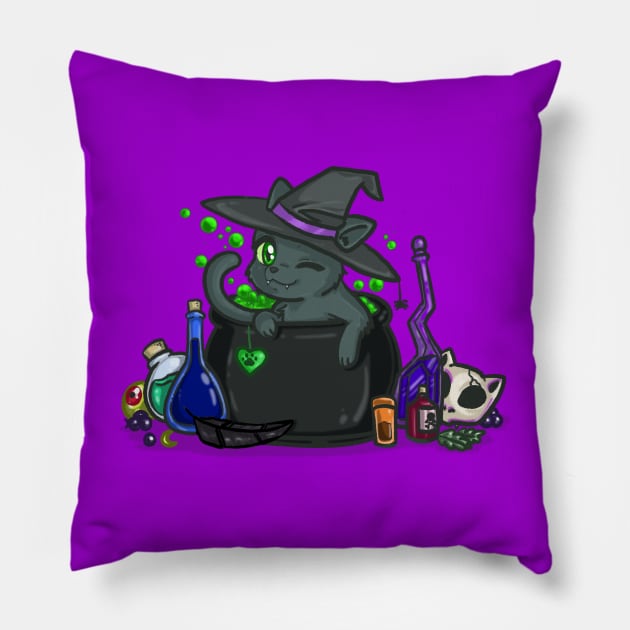 Tea Cats Special: Witches' Brew Pillow by CharismaCat