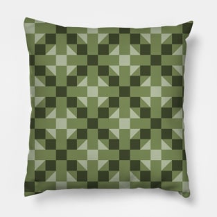 Tic Tac Toe Green Patchwork Pattern Pillow