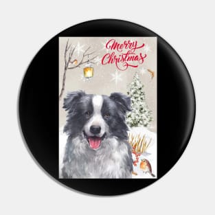 Border Collie Merry Christmas Santa Dog Pin