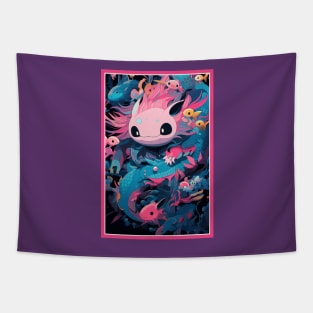 Cute Axolotl Anime Art Design | Cute Animals | Axolotl Hentaii Chibi Kawaii Design Tapestry