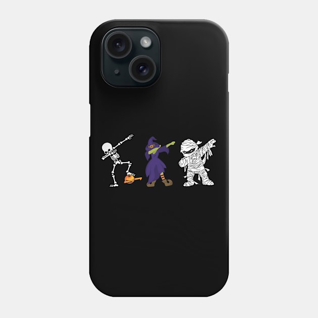 halloween dabbing team mummy witch skeleton pumpkin Phone Case by Mced