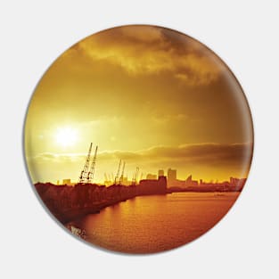 'City Gold' - sunset over London's Royal Victoria Dock Pin