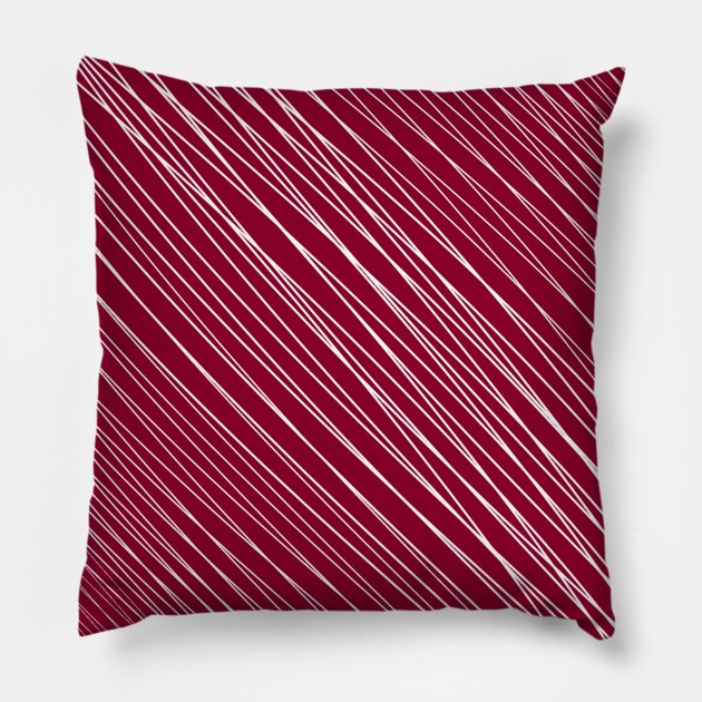 Striped-pattern, red, white, simple, minimal, minimalist, lined-pattern, stripe, modern, trendy, basic, digital, pattern, abstract, lines, line, line-art, jewel-color, Pillow by PrintedDreams