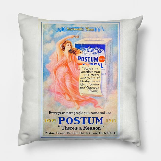 Postum Cereal Ad, 1911 Pillow by WAITE-SMITH VINTAGE ART