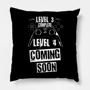 Level 3 Complete, white theme Pillow