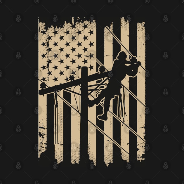 Lineman American Flag Gold Version by QUYNH SOCIU