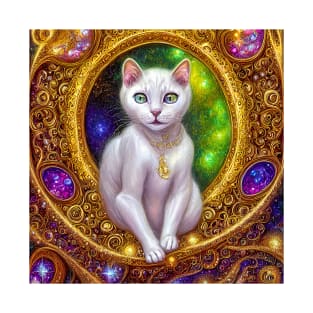 White Kitty with Golden Necklace T-Shirt