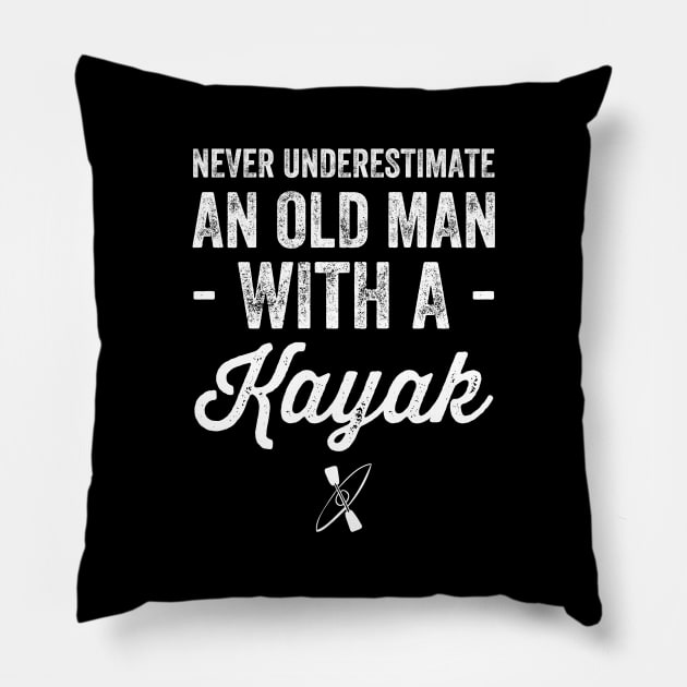 Never underestimate an old man with a kayak Pillow by captainmood