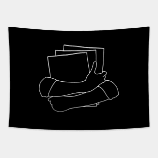 Hands Holding Books Line Art - Hands Embracing White Books Line art Tapestry