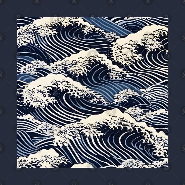 Japanese Waves Pattern, Ocean by craftydesigns