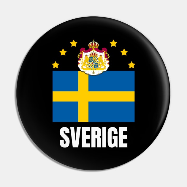 Sweden Flag National Emblem Swedish National Pride Pin by Foxxy Merch