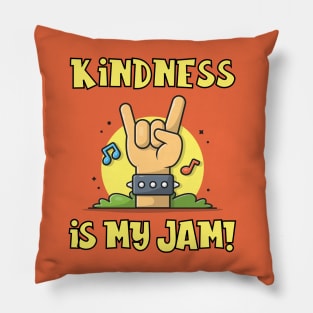 Kindness is My Jam with Rock and Roll Hand Sign Pillow