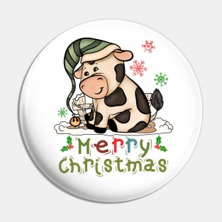 Kids Cow Christmas Cute Cow Merry Christmas Xmas Matching Pin