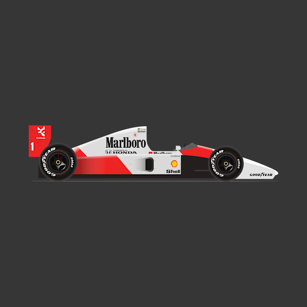 Ayrton Senna's McLaren Honda MP4/6 Illustration by Burro Wheel