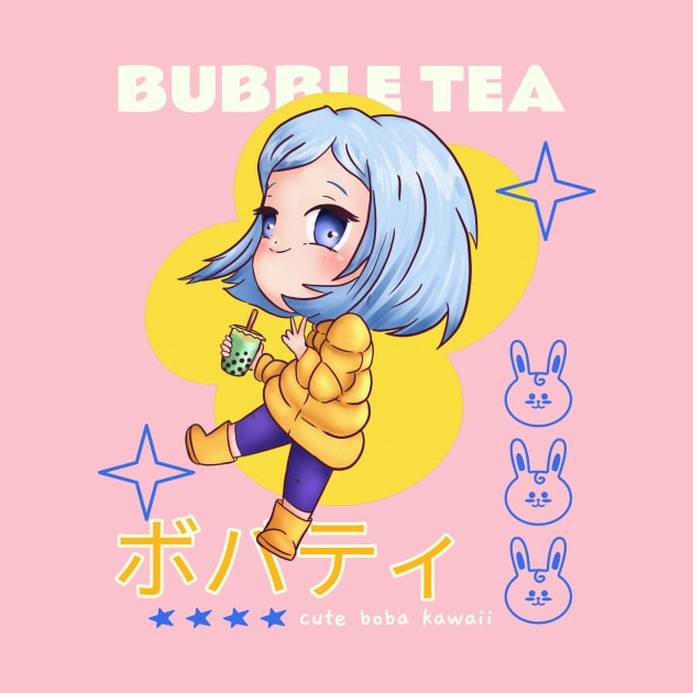 Kawaii Bubble Tea Boba Cute Anime Girl by Tip Top Tee's