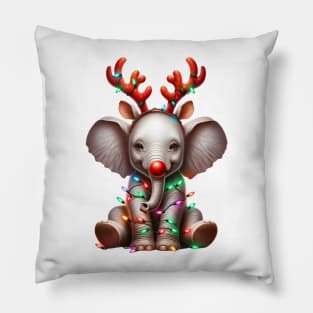 Christmas Red Nose Elephant Pillow