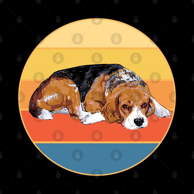 Cute Beagle Dog Breed Vintage Retro Sunset Animal Pet by Inspirational And Motivational T-Shirts