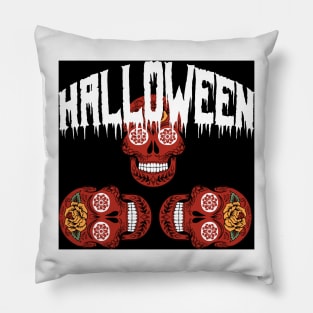 Halloween Smiling Sugar Skulls Pillow