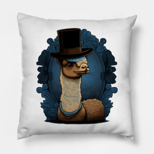 Alpaca Wearing Top Hat Pillow