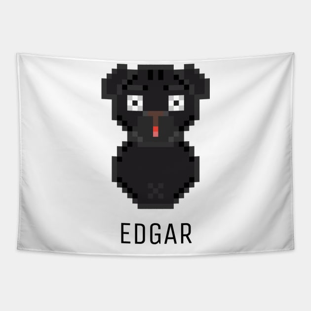 Pug Edgar Black Tapestry by felixbunny