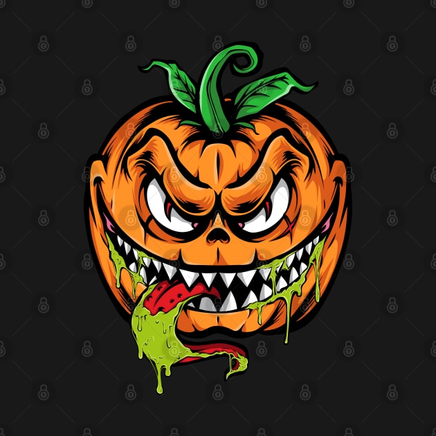 halloween scary evil pumpkin funny pumpkin head by Azizshirts