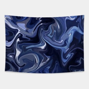 Delft Blue Silk Marble - Blue and White Liquid Paint Pattern Tapestry