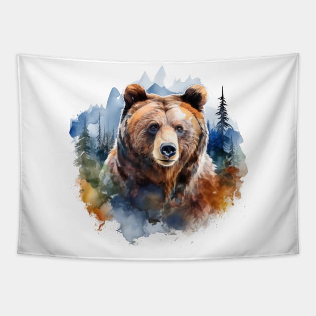 Watercolor Bear Tapestry by The Art Mage