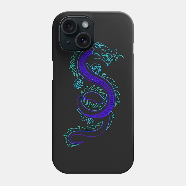 Neon Blue Dragon Phone Case by Alexander S.