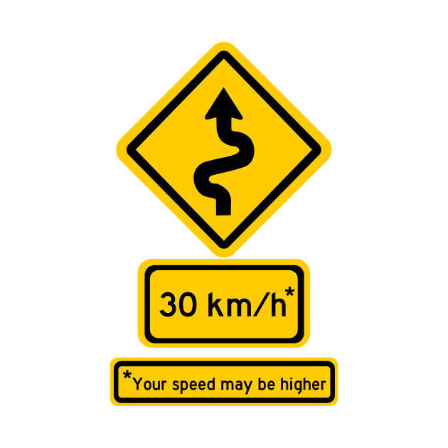 windy road speed sign (km/h) by graphius