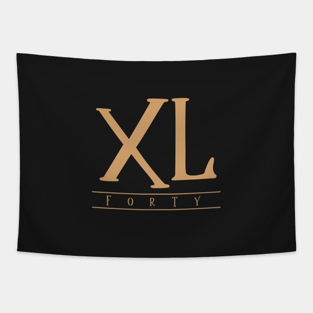 XL (Forty) Gold Roman Numerals Tapestry by VicEllisArt