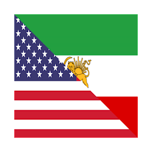 Old Iranian American Flag Half Iran USA T-Shirt