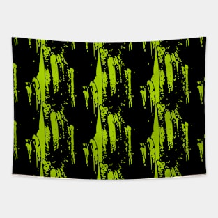 Black abstraction on a bright green background Tapestry