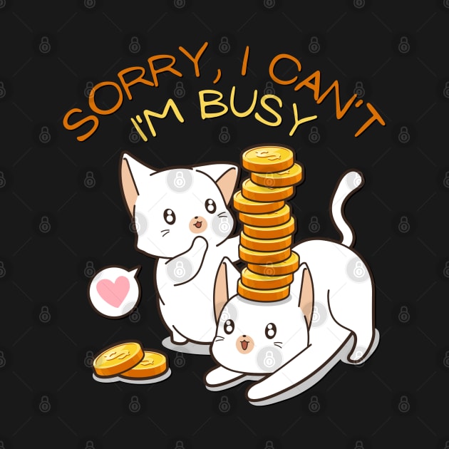 Sorry I cant Im busy cat in glasses funny sarcastic messages sayings and quotes by BoogieCreates