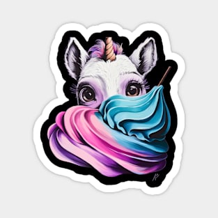 Colorful Illustration of a Unicorn with a Swirling Mane Magnet