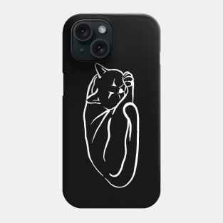 Cute cat, sleeping cat (white line drawing) Phone Case