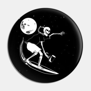 Surfing Space Skeleton Pin