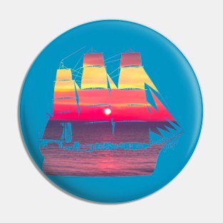 Sunset framed by sailing ship Pin