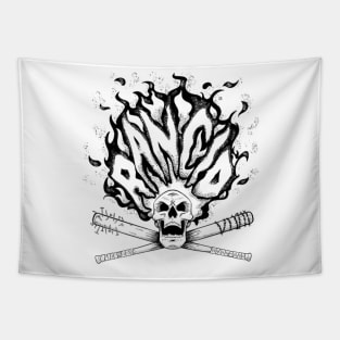 Skull Head Fire Of Rock Punk Black Tapestry