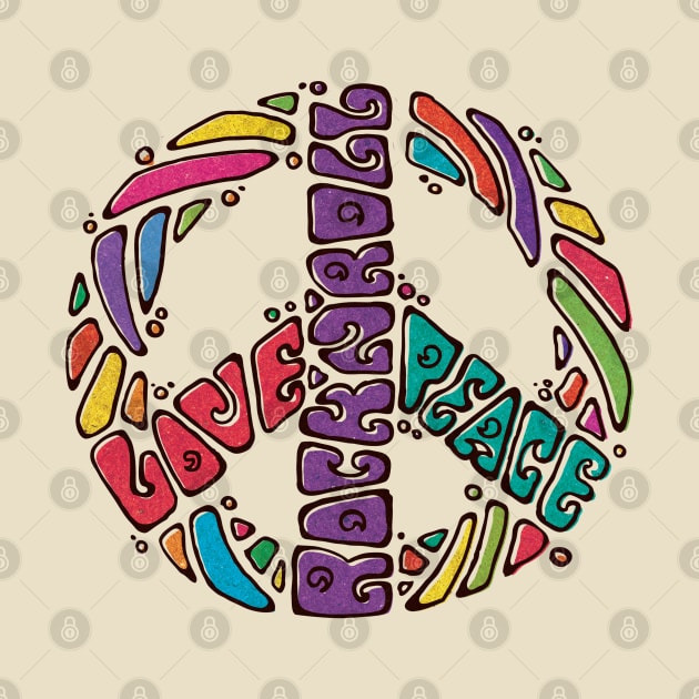 Peace, Love & Rock'n Roll Retro Colorful by Luve