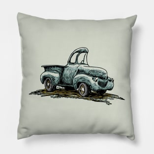 Green Classic Truck Cartoon Pillow