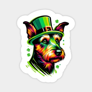 Jagdterrier Enjoys Saint Patrick's Day Festivities Magnet