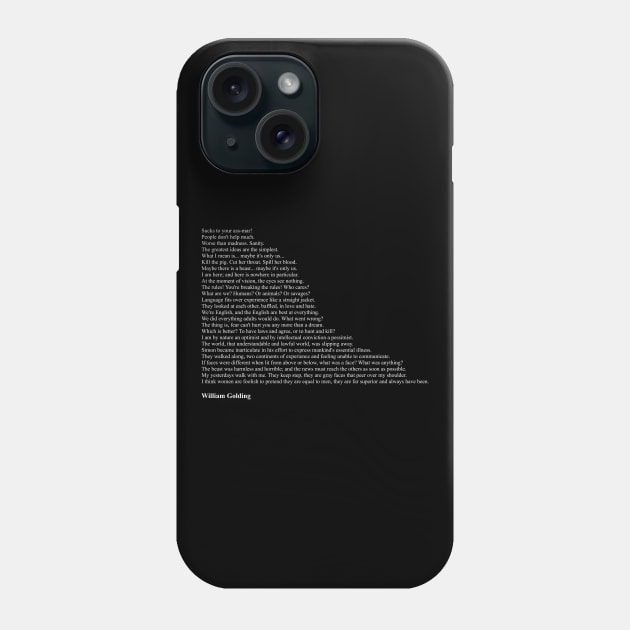 William Golding Quotes Phone Case by qqqueiru